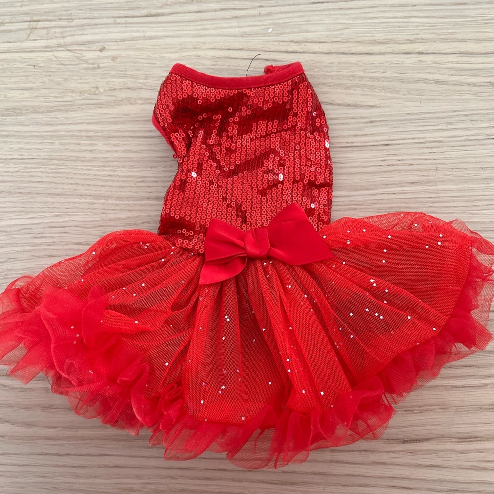 Glamorous Red Sequin Dog Tutu Dress